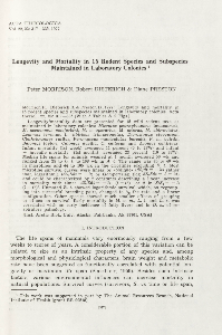 Longevity and mortality in 15 rodent species and subspecies maintained in laboratory colonies