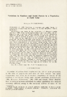 Variations in numbers and social factors in a population of field voles