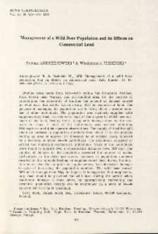 Management of a wild boar population and its effects on commercial land