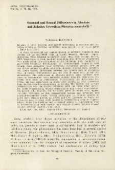 Seasonal and sexual differences in absolute and relative growth in Microtus montebelli