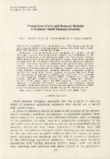 Comparison of live and removal methods to estimate small mammal densities