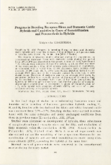 Bisoniana LXX. Progress in breeding European bison and domestic cattle hybrids and casuistics in cases of immobilization and pasteurelosis in hybrids