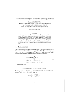 Probabilistic analysis of the set packing problem