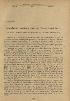 Gospodarcze znaczenie gawrona (Corvus frugilegus L.) : potrzeby i projekt badań w Polsce na tle literatury europejskiej