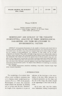 Morphology and ecology of the parasitic Hymenoptera: analysis of three morphological parameters and their relationship to environmental factors