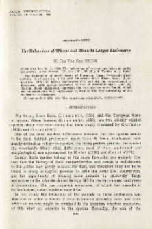 Bisoniana LXXII. The behaviour of wisent and bison in larger enclosures