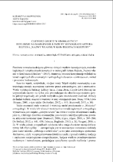 Clifford Geertz w onomastyce? Refleksje na marginesie lektury monografii Artura Rejtera &bdquo;Nazwy własne w kon/tekstach kultury&rdquo;