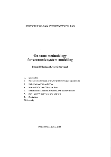 On some methodology for economic system modelling