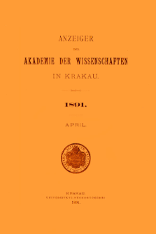 Anzeiger der Akademie der Wissenschaften in Krakau. No 4 April (1891)