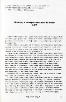 Obudowy z tworzyw sztucznych do filtr&oacute;w z AFP = Plastic packages for surface acoustic wave filters