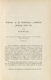 Zachowanie się siły elektrobodźczej i pobudliwości przeciętego nerwu żaby