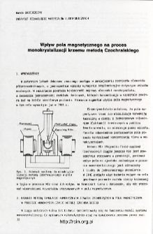 Wpływ pola magnetycznego na proces monokrystalizacji krzemu metodą Czochralskiego