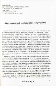 Efekt kontaminacji w mikroanalizie rentgenowskiej =Effect of contamination on X-ray microanalysis