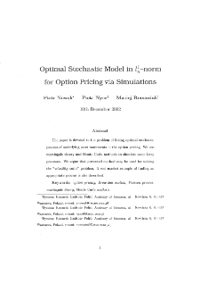 Optimal stochastic model in l1n - norm for option pricing via simulations