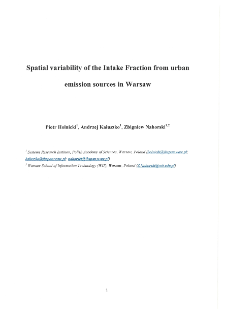 Spatial Variability of the Intake Fraction from Urban Emission Sources in Warsaw