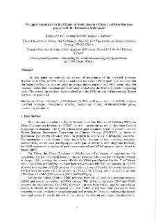 Pricing of Uncertain Certified Emission Reductions in a China Coal Mine Methane Project with the Rubinstein-St&aring;hl Model
