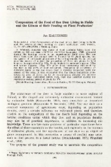 Composition of the food of roe deer living in fields and the effects of their feeding on plant production
