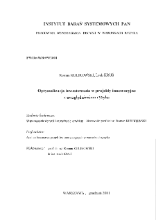 Optymalizacja inwestowania w projekty innowacyjne z uwzględnieniem ryzyka