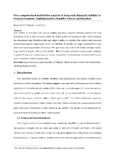 New computerized method for analysis of long-term financial stability in local government.Implementation of multi-criteria optimization