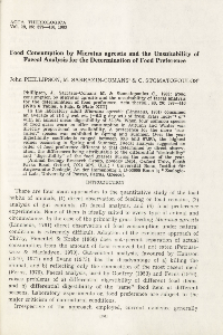 Food consumption by Microtus agrestis and the unsuitability of faecal analysis for the determination of food preference