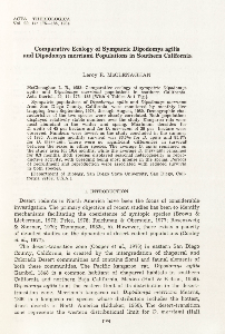 Comparative ecology of sympatric Dipodomys agilis and Dipodomys merriami populations in southern California