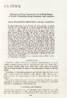 Changes in protein fractions level in blood plasma of female chinchillas during pregnancy and lactation