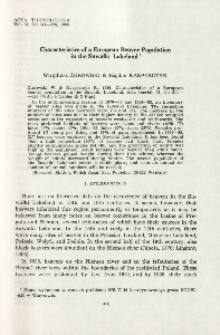 Characteristics of a European beaver population in the Suwałki Lakeland