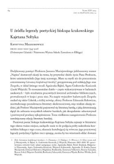 U źr&oacute;dła legendy poetyckiej biskupa krakowskiego Kajetana Sołtyka