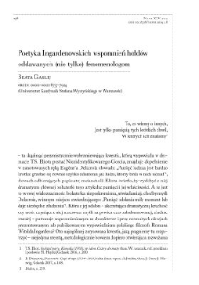 Poetyka Ingardenowskich wspomnień hołdów oddawanych (nie tylko) fenomenologom