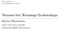 Nieznane listy Wenantego Tyszkowskiego