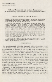 Effect of photoperiod and ambient temperature on nonshivering thermogenesis of Peromyscus maniculatus
