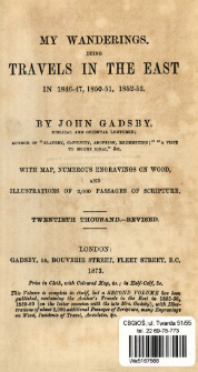 My wanderings : being travels in the east in 1846-47, 1850-51, 1852-53