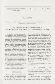 On species-area relationships. 1, Fit of power function and exponential model