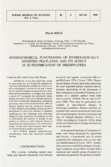 Biogeochemical functioning of hydrologically modified peatlands and its effect in eutrophication of freshwaters