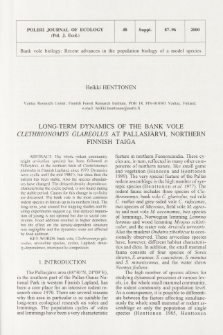Long-term dynamics of the bank vole Clethrionomys glareolus at Pallasjärvi, northern Finnish taiga
