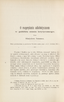 O rozprężaniu adiabatycznem w pobliżu stanu krytycznego