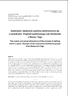 Kosmiczne i społeczne wymiary zadomowiania się w przestrzeni. Przykład acefalicznego ludu Konkomba z Ghany i Togo