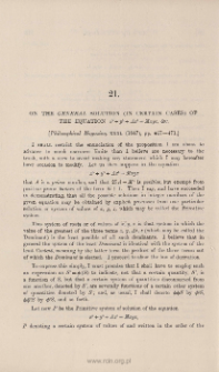 On the general solution, in certain cases, of the equation x3+y3+z3=Mxyz