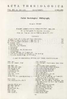 Polish Theriological Bibliography, 1969-1970