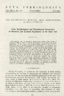 Some morphological and physiological parameters of mountain and lowland populations of the bank vole