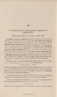 On extensions of the dialytic method of elimination