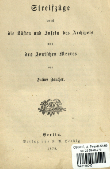 Streifz&uuml;ge durch die K&uuml;sten und Inseln des Archipels und des Ionischen Meeres