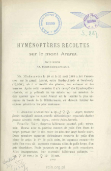 Hym&eacute;nopt&egrave;res Recoltes sur le Mont Ararat