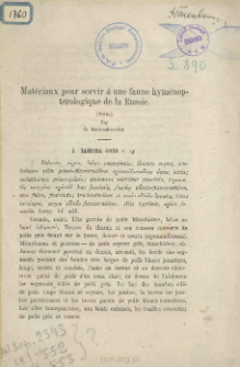 Mat&eacute;riaux pour servir &agrave; une faune hym&eacute;nopt&eacute;rologique de la Russie