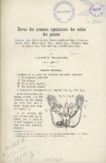 Revue des amures copulatrices des m&acirc;les des genres: Crocisa Jur., Melecta Lat., Pseudomelecta Rad., Chrysantheda Pert., Mesocheira Lep., Aglae Lep., Melissa Smit., Euglossa Lat., Eulema Lep., Acanthopus Klug.