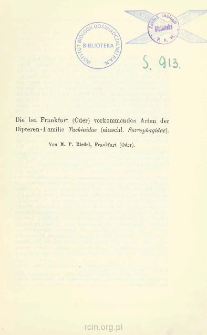 Die bei Frankfurt (Oder) verkommenden Arten der Dipteren-Familie Tachinidae (einschl. Sarcophagidae)