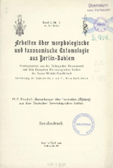 Bemerkungen über Tachiniden (Diptera) aus dem Deutschen Entomologischen Institut