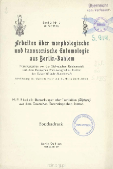 Bemerkungen &uuml;ber Tachiniden (Diptera) aus dem Deutschen Entomologischen Institut