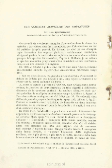 Sur quelques anomalies des Tr&eacute;matodes