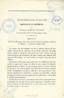 Sarcophag&aelig; italic&aelig; observat&aelig; et distinct&aelig;